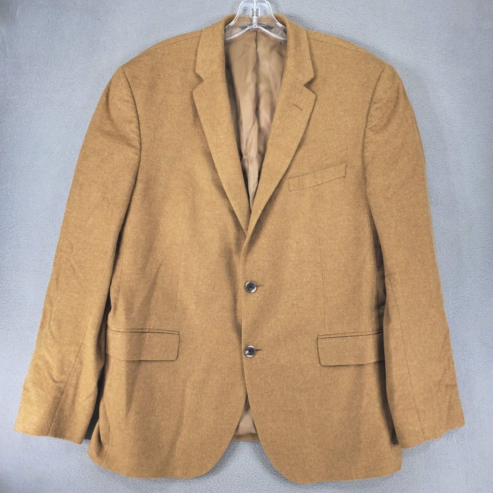Saks Fifth Avenue Blazer Mens 44R Tan 100% Cashmere Lanificio Cerruti Fabric
